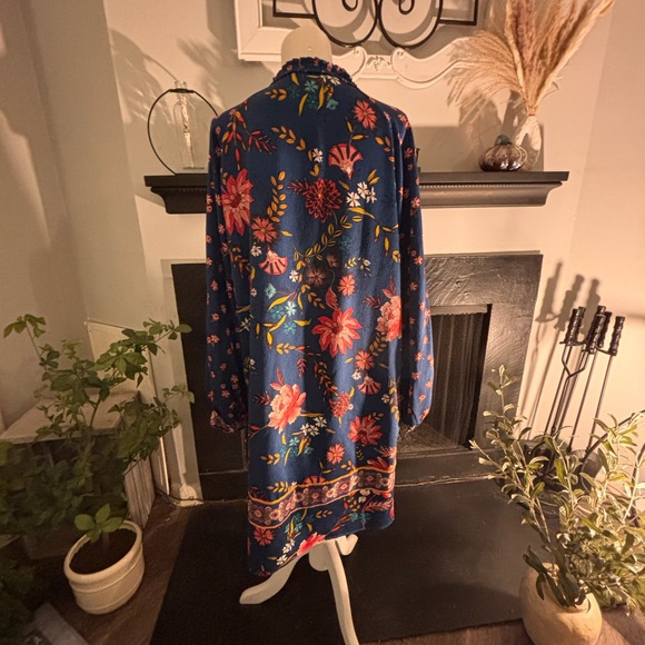 LOFT Iconic Blue Floral Long Sleeve Dress - Picture 8 of 14